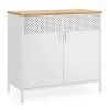 Aparador metal doble puerta magnética, estante ajustable, blanco