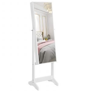 Armario joyero con espejo, cierre seguro, blanco