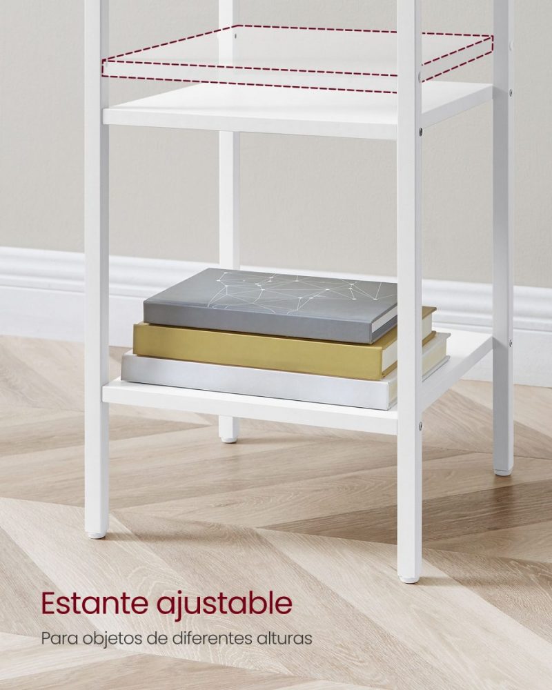 Mesita de noche con cajón y 2 estantes, blanco - Imagen 6