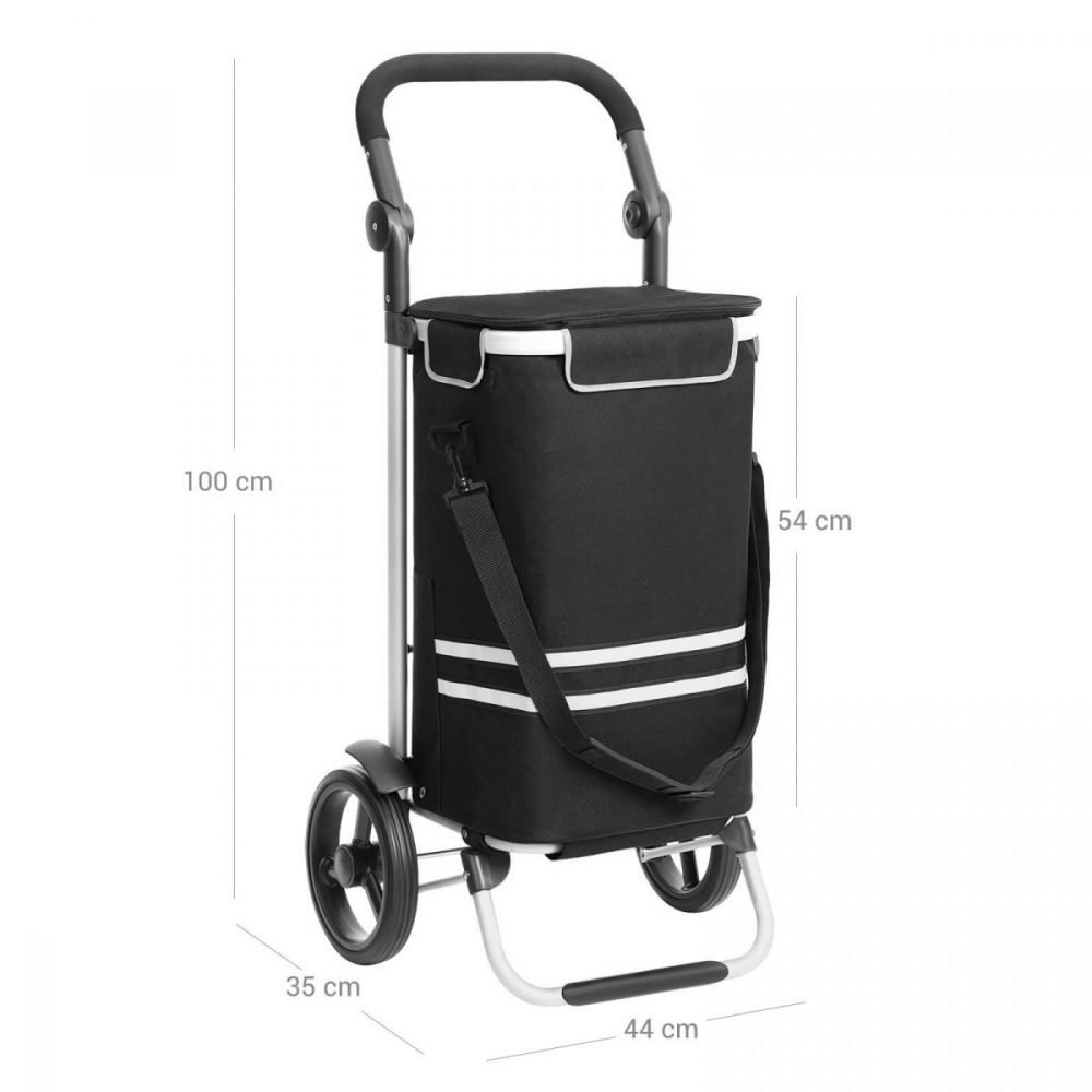 Carro compra plegable con bolsa refrigeración, 35l, negro - Imagen 6
