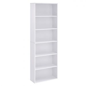 Estantería blanca estilo escandinavo de 6 niveles, versátil