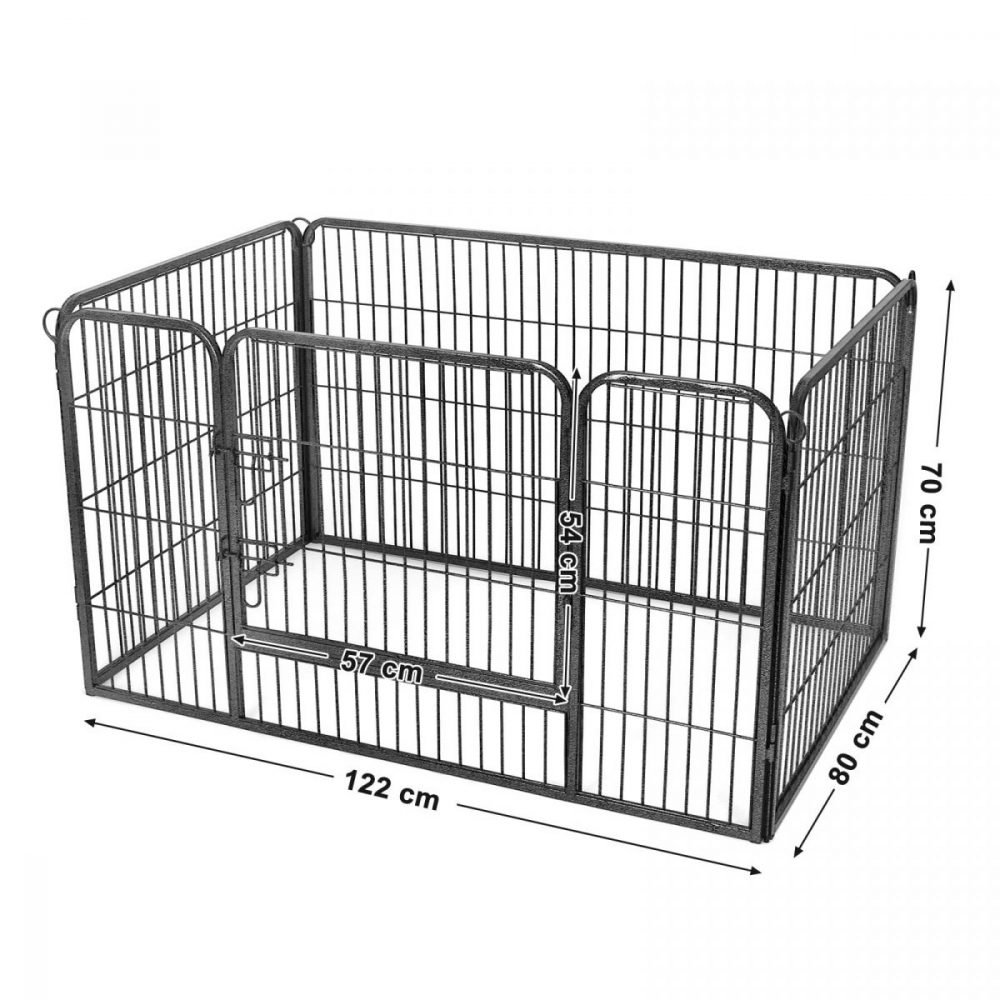 Jaula para perros de metal con una puerta, 122x80x70 cm, gris - Imagen 8