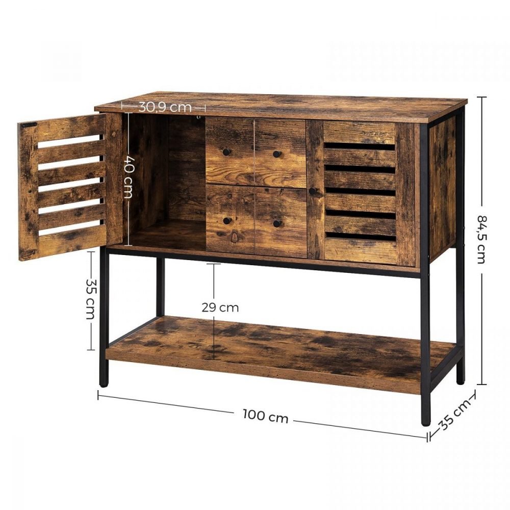 Aparador de cocina industrial, compartimentos y estantes - Imagen 2