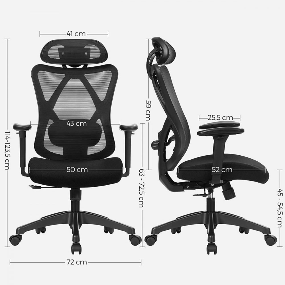 Silla de oficina ergonómica de malla en negro - Imagen 2