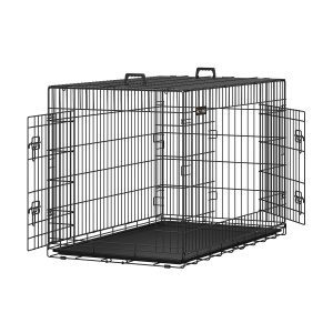 Jaula metálica para perros, transportín plegable, 122x76x81 cm