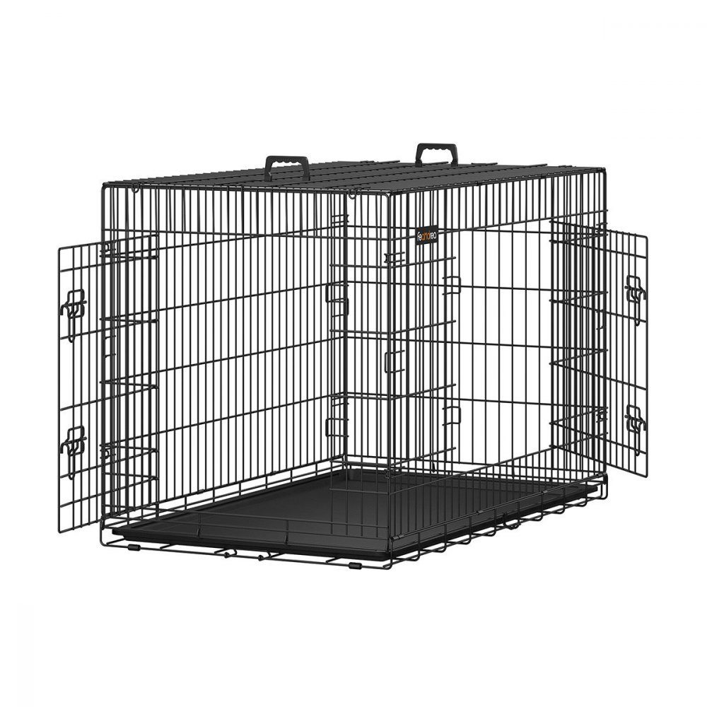 Jaula metálica para perros, transportín plegable, 122x76x81 cm