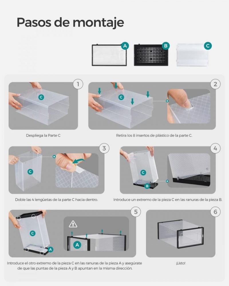 Pack de 18 cajas de zapatos plegables y apilables, negro - Imagen 6