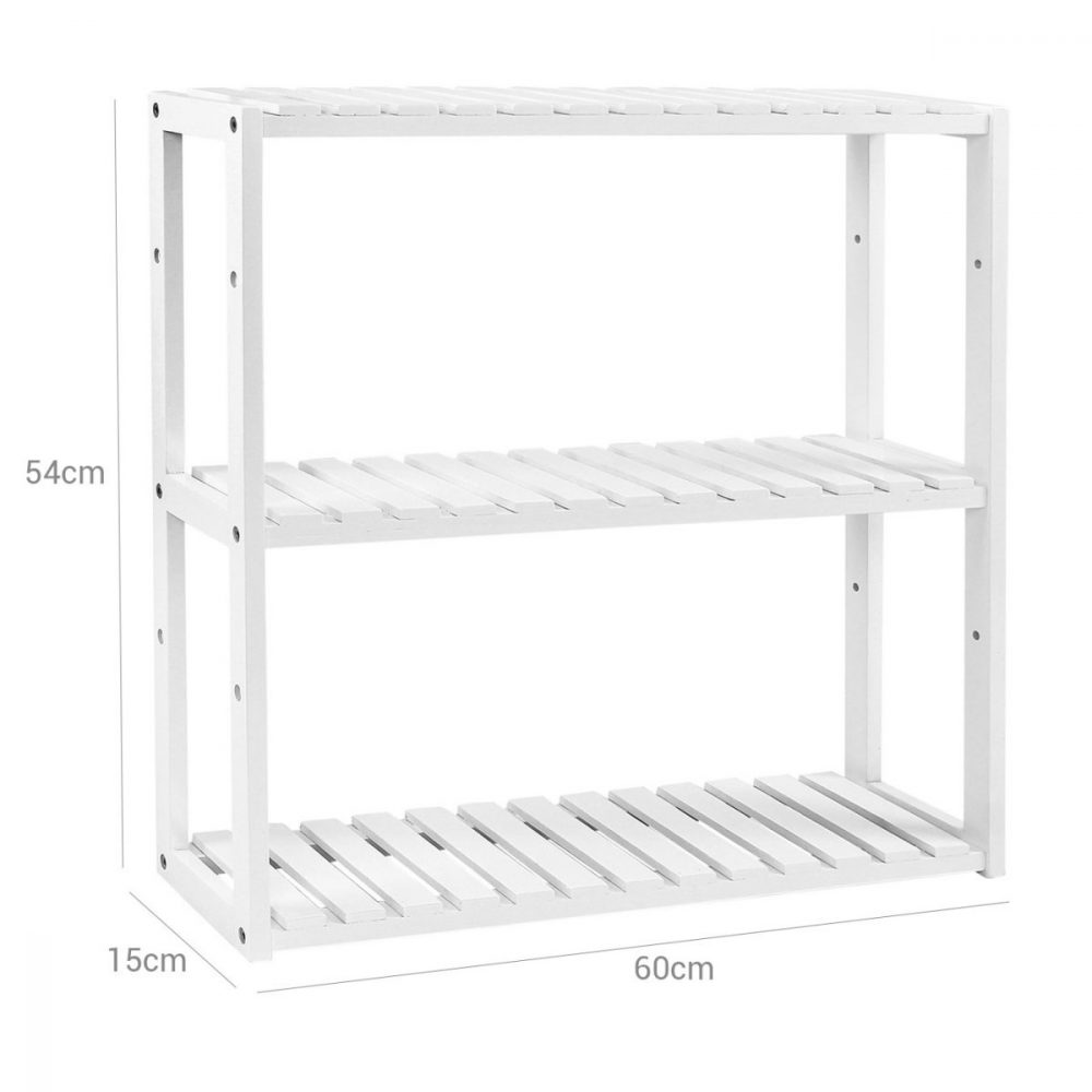 Estantería bambú con estante ajustable, baño, blanco - Imagen 4