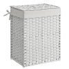 Cesto de ropa sucia tejido a mano 90l, ratán sintético, blanco