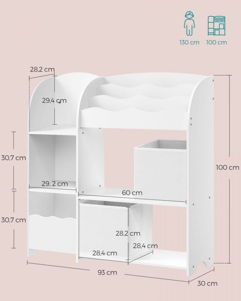 Estantería infantil multifuncional, organiza juguetes y libros, blanco - Imagen 6