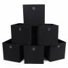 Set de 6 cajas de almacenaje plegables de tela, cubos 30x30x30 cm, negro