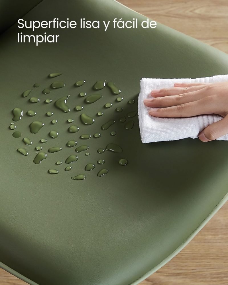 Juego 2 sillas comedor tapizado, respaldo curvo, patas acero, verde bosque - Imagen 7