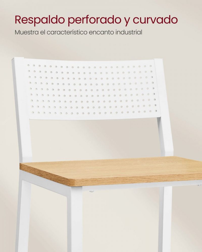 Juego 2 taburetes bar altos, cocina, comedor, blanco - Imagen 7