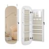 Espejo joyero de pared con luz led y cerradura, blanco