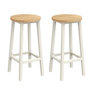 Conjunto 2 taburetes bar, asientos altos, industrial, beige roble