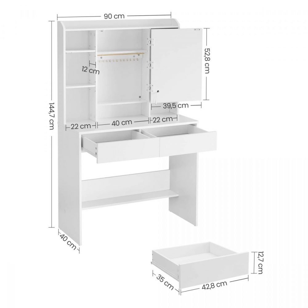 Tocador de maquillaje con luces led ajustables, amplio almacenaje - Imagen 2