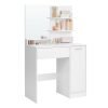 Tocador moderno con espejo grande, estantes ajustables, blanco