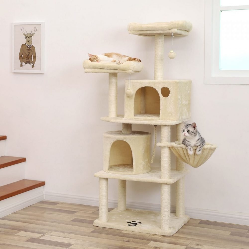 Árbol gatos postes sisal, rascador, varias plataformas, beige - Imagen 5