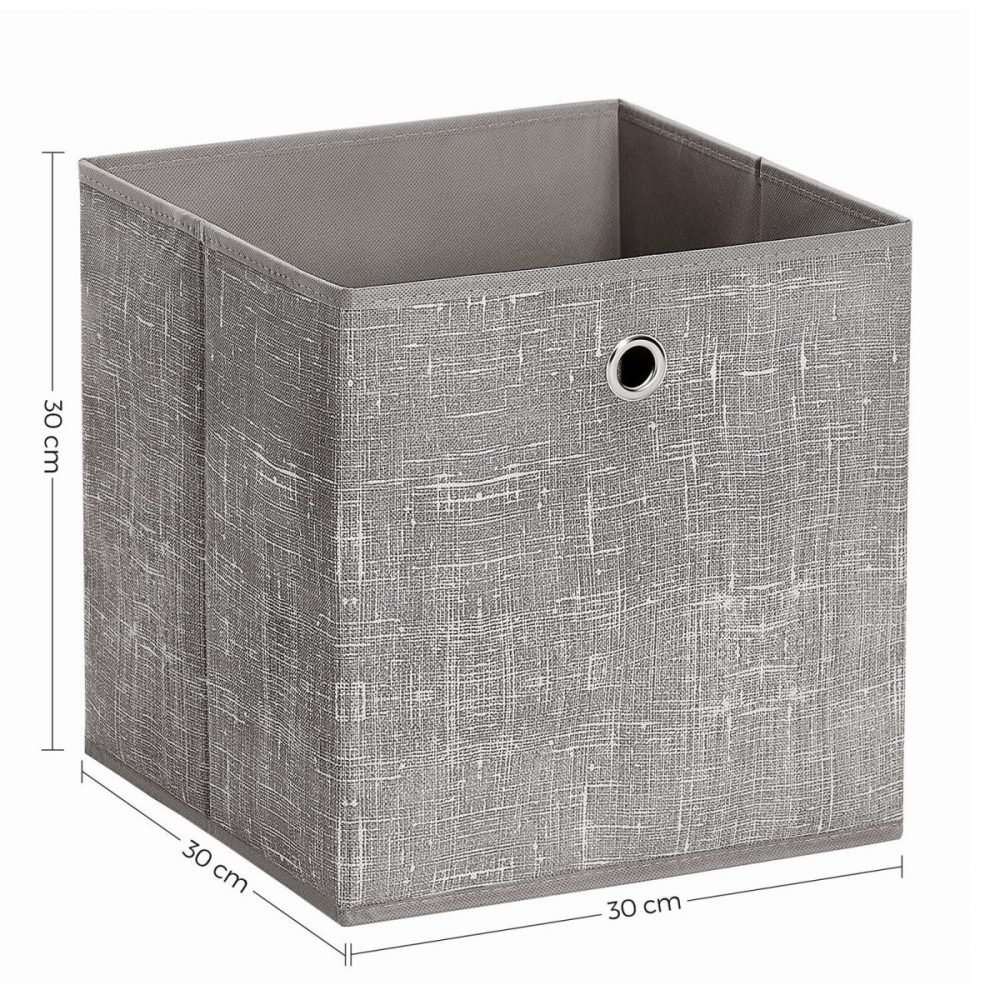 Set de 6 cajas de almacenaje plegables de tela, cubos 30x30x30 cm, topo jaspeado - Imagen 8