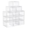 Juego de 12 cajas de zapatos apilables, plástico, blanco