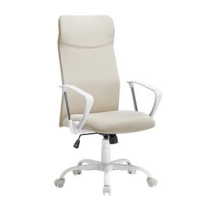 Silla oficina ergonómica tapizada y giratoria, beige