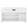 Zapatero con asiento, 2 estantes, carga 150 kg, blanco