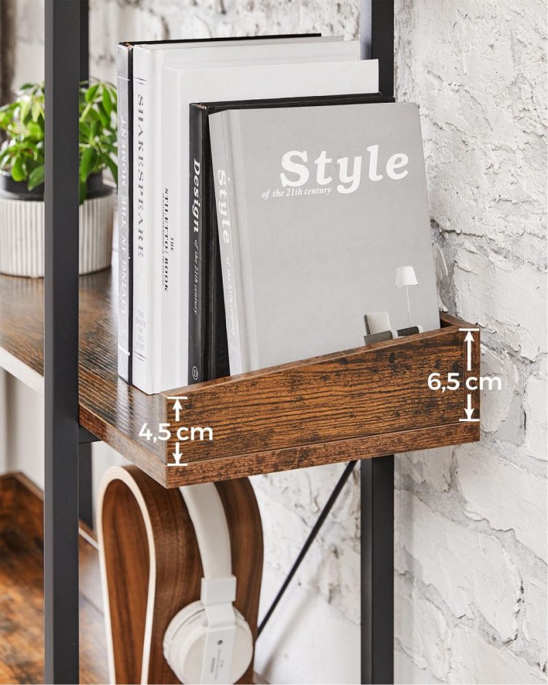 Estantería de 5 pisos marrón rústico con estructura de acero - Imagen 8