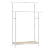 Perchero doble barra ajustable, ruedas, estante robusto, 100 kg, beige natural y blanco nube