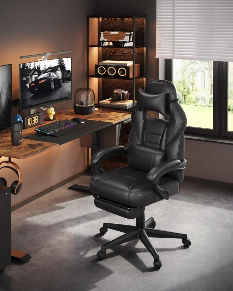 Silla oficina ergonómica, reposapiés extensible, negro tinta - Imagen 2