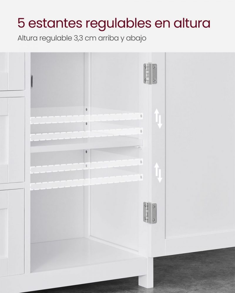 Armario de baño blanco, gran espacio de almacenamiento - Imagen 8