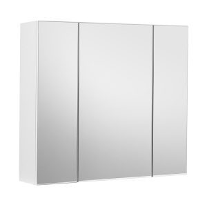 Espejo para baño con armario de pared, 3 puertas, blanco