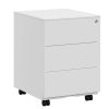 Archivador acero con ruedas y cierre, 3 cajones, blanco