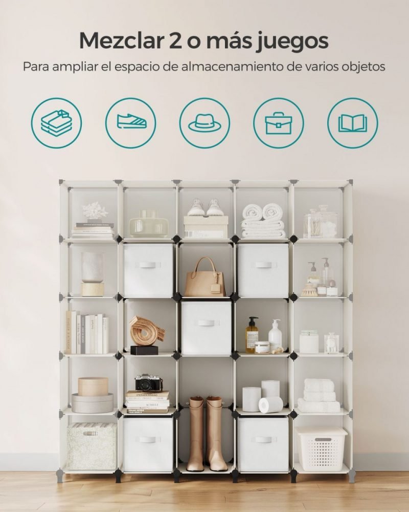 Estantería modular de 9 compartimentos en blanco nube - Imagen 5