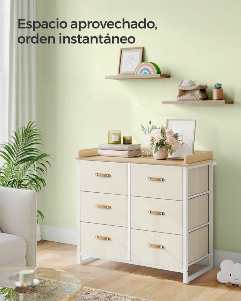 Cómoda infantil 6 cajones, resistente al agua, beige - Imagen 3