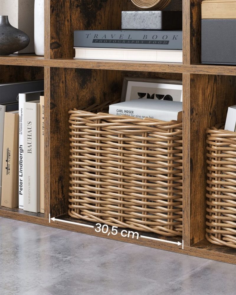 Estantería libros 8 cubos, roble o blanco, oficina, salón, marrón rústico - Imagen 6
