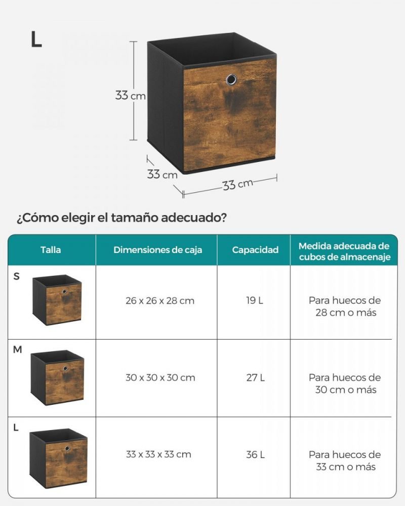 Set de 6 cajas plegables 33x33x33 cm, marrón - Imagen 8