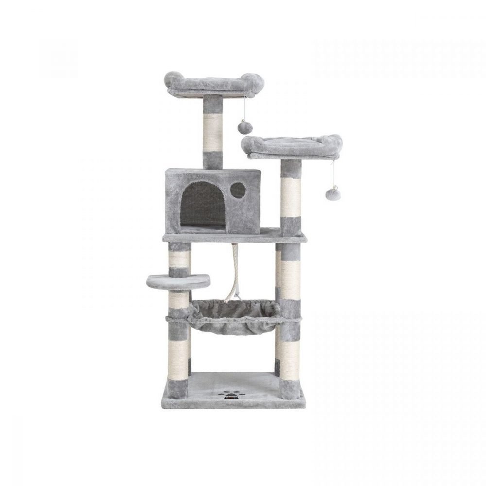 Árbol para gatos de varios niveles, torre de 143 cm, gris claro - Imagen 2