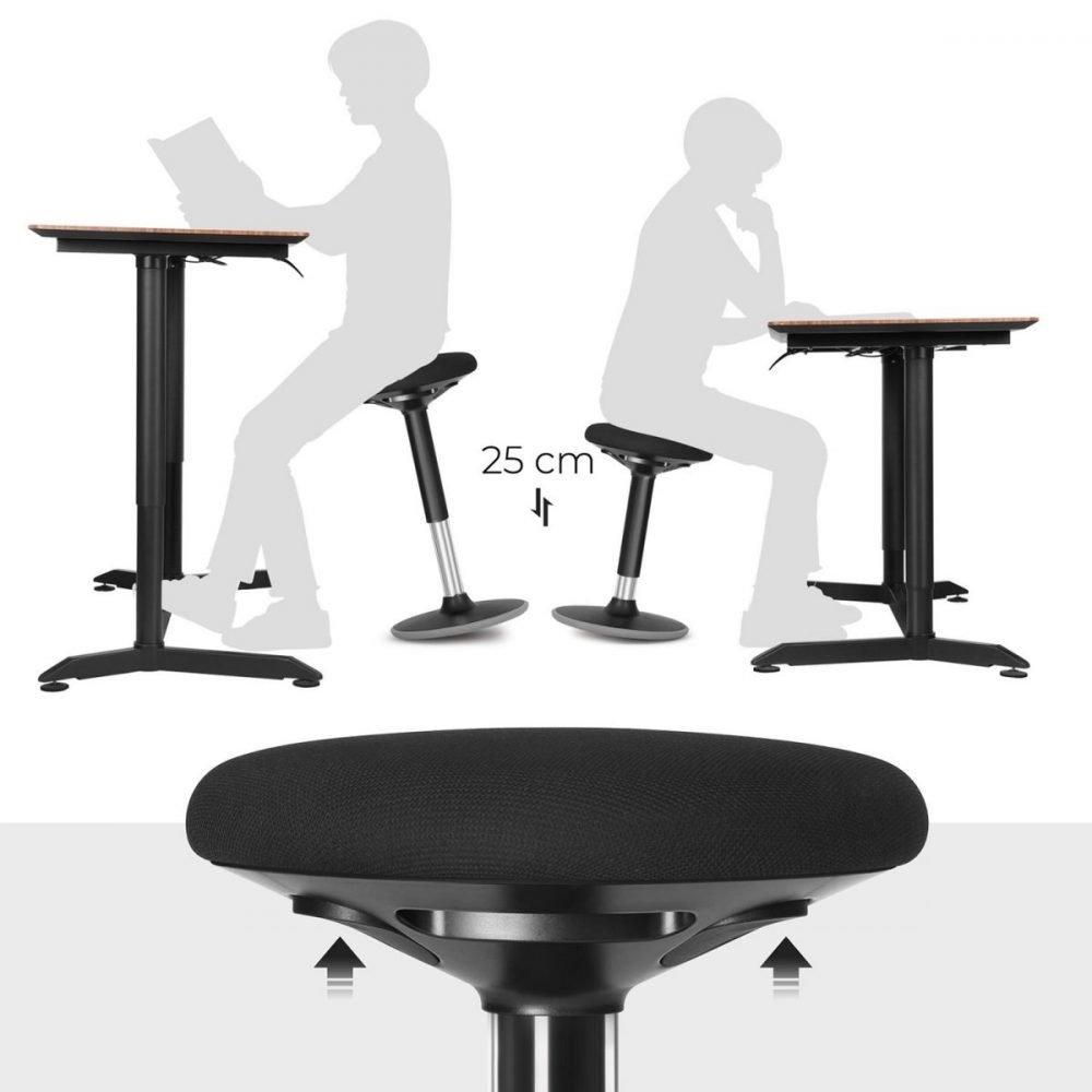 Taburete inclinable giratorio de 360°, negro - Imagen 5