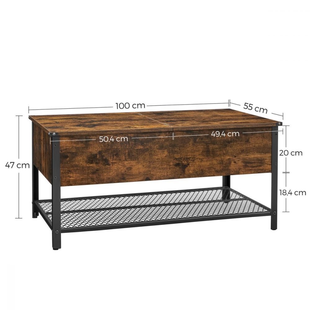 Mesa de centro con tapa abatible y compartimento oculto - Imagen 2