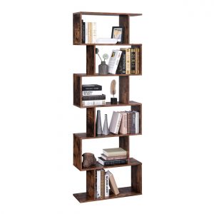 Estantería de madera de 6 niveles, marrón