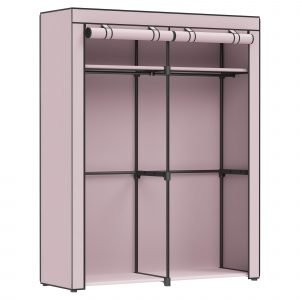 Armario portátil tela con perchero, 140x43x174 cm, violeta