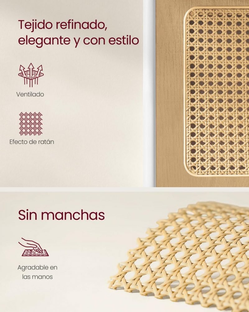 Estantería esquinera 5 niveles, diseño ratán, estructura de metal, beige roble - Imagen 6