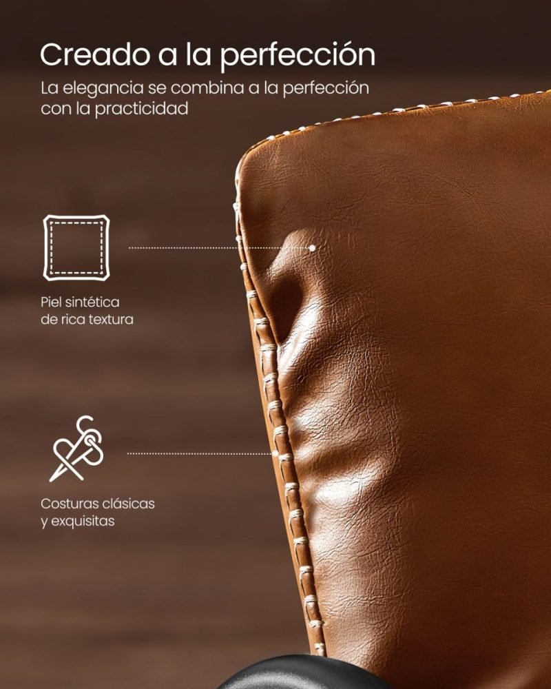 Sillón moderno medio siglo, estructura metálica, marrón - Imagen 4
