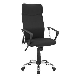 Silla oficina ergonómica tapizada y giratoria, negro