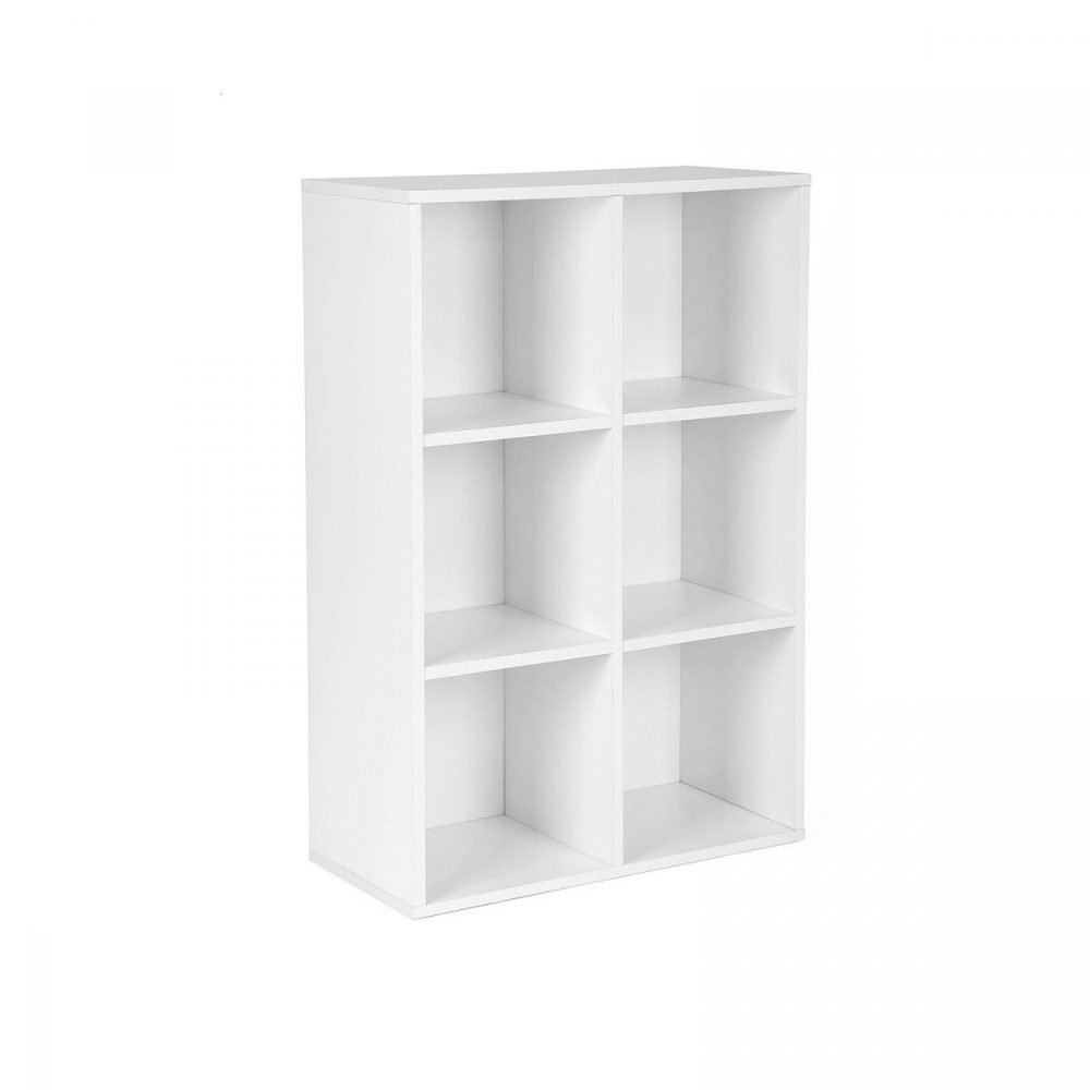 Librería con 6 compartimentos, 65.5x30.5x97.5 cm, blanco