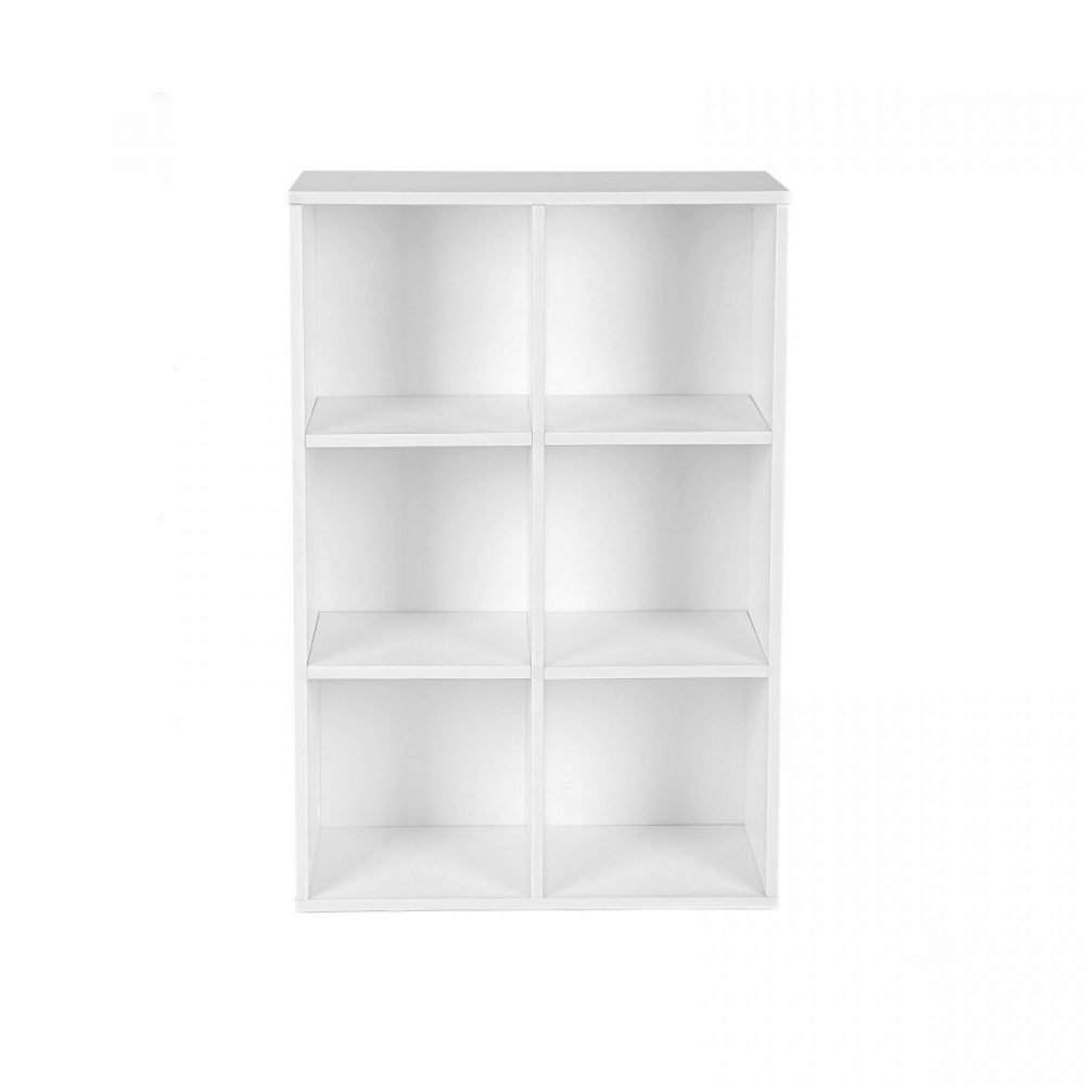 Librería con 6 compartimentos, 65.5x30.5x97.5 cm, blanco - Imagen 2