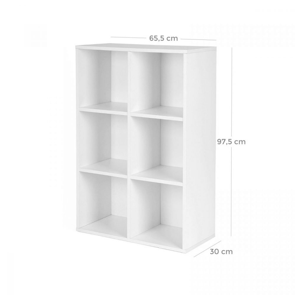 Librería con 6 compartimentos, 65.5x30.5x97.5 cm, blanco - Imagen 4