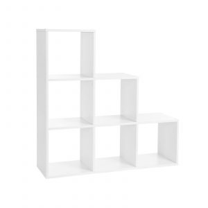 Estantería de libros, 6 compartimentos en forma de cubo, blanco