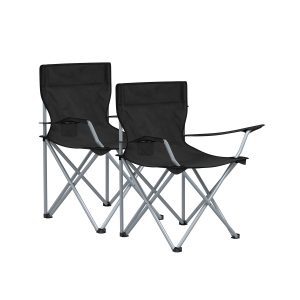Juego de 2 sillas de camping plegables, negro