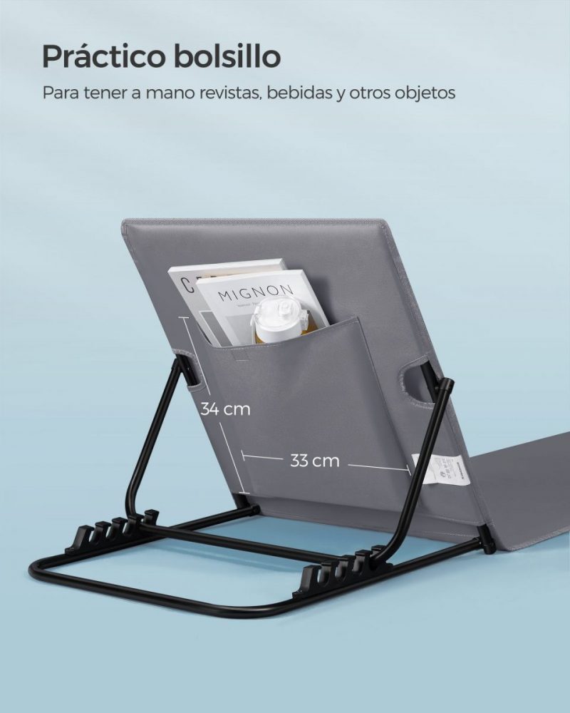 Tumbona de playa portátil 158x55 cm gris pizarra - Imagen 5